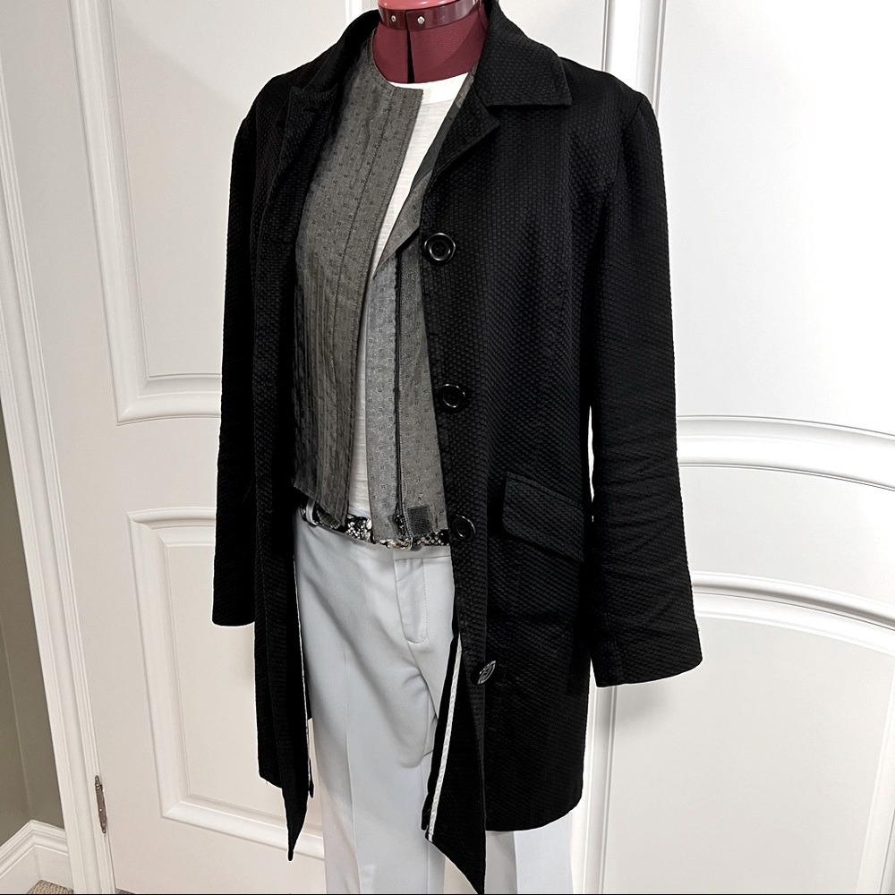 Vintage Mac & Jac black waffle cotton overcoat size 10